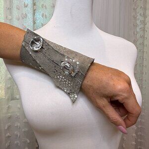 Suede Silver Star Power Cuff Bracelet